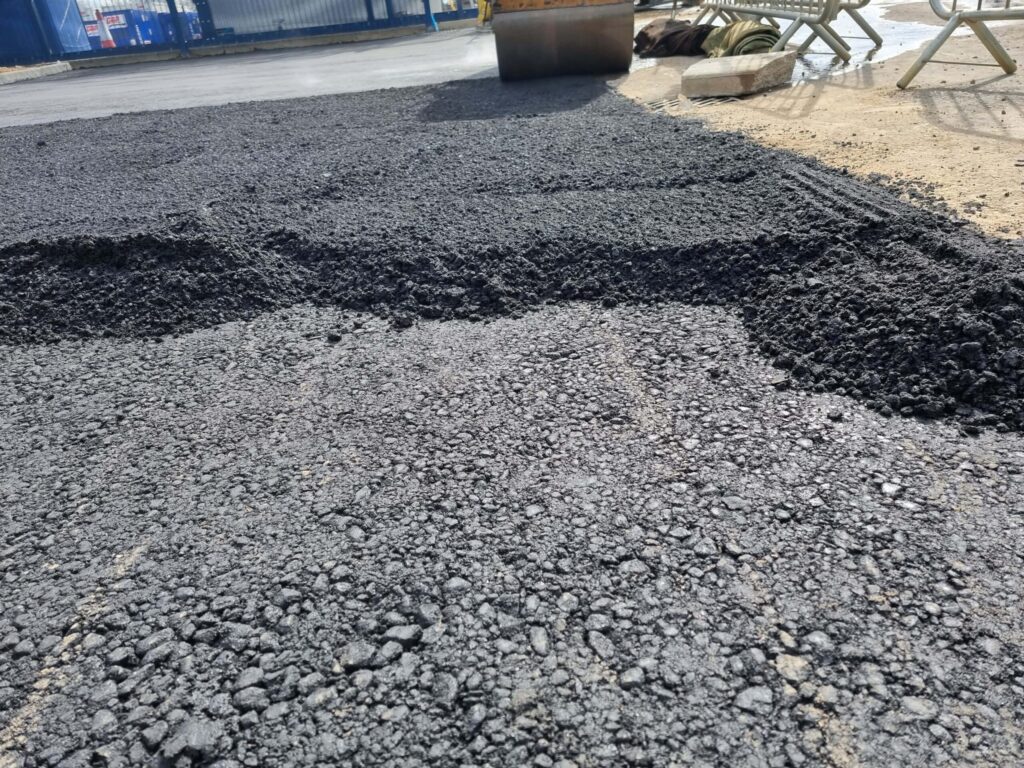 This is tarmac being laid by Ely Driveways